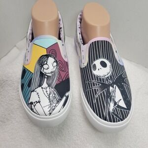 Halloween Disney Nightmare Before Christmas Jack & Sally Slip On Sneakers Wmn 6